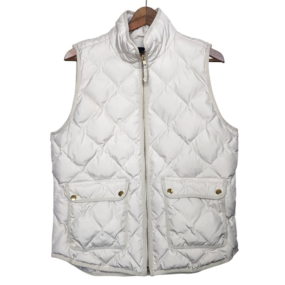 J.Crew Cream Quilted Down Feather Puffer Vest Women's Size Medium